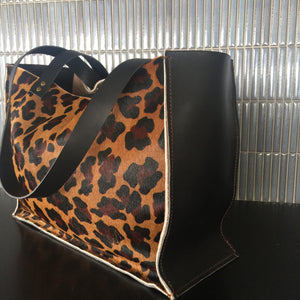 Leopard print leather tote - Houseofsamdesigns